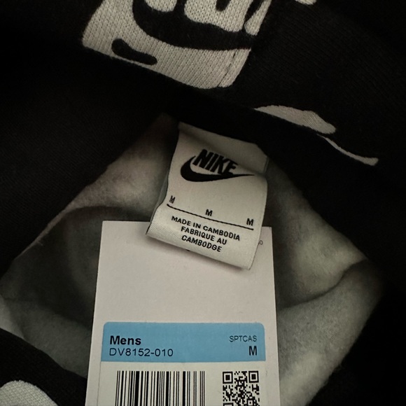 Nike Club Fleece All Over Print Swoosh Hoodie Black - Picture 4 of 6